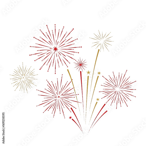 Festive Fireworks Display in Red and Gold Colors