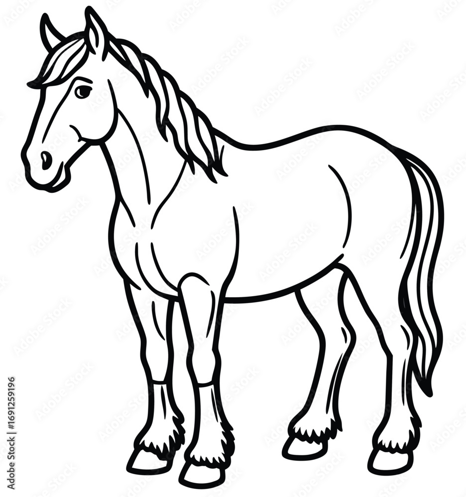 Obraz premium Black horse running vector illustration of a horse