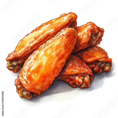watercolor of Chicken Wings, vector, isolated on a white background.