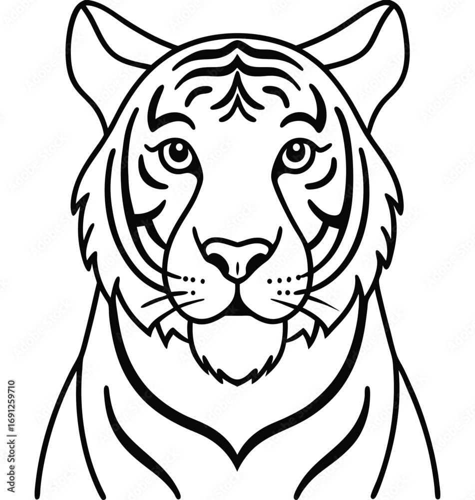 Obraz premium White tiger head vector illustration of a wild animal face design