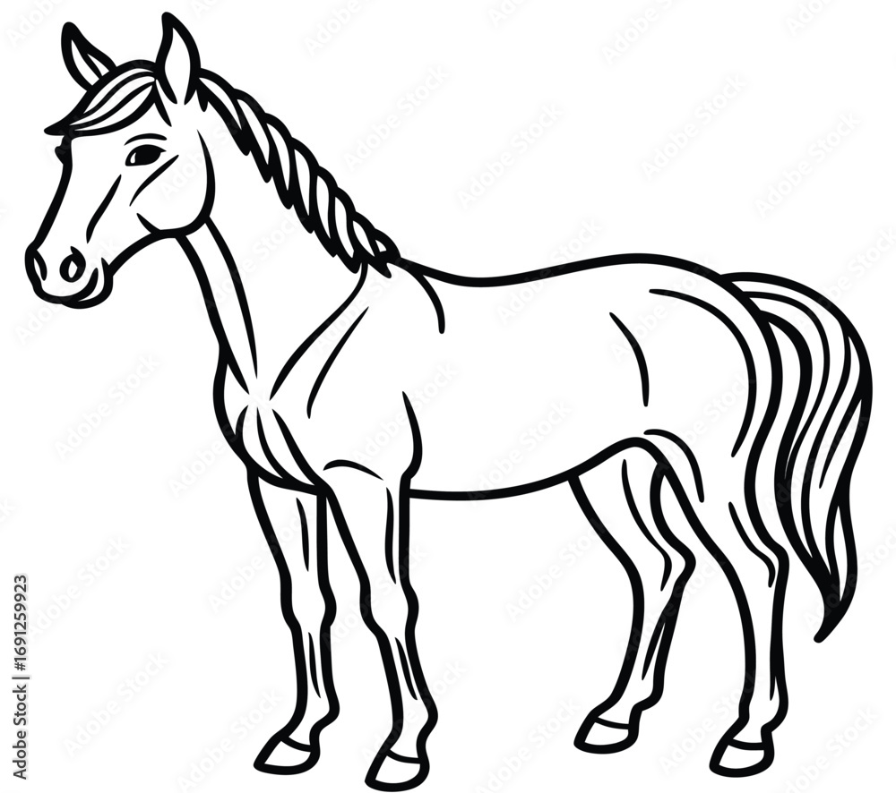Fototapeta premium Black horse vector illustration running on white background