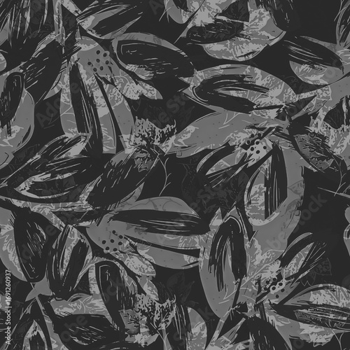 Abstract Seamless Pattern Design, Repeatable Textile Fabric Print, Multicolor Allover Floral Design