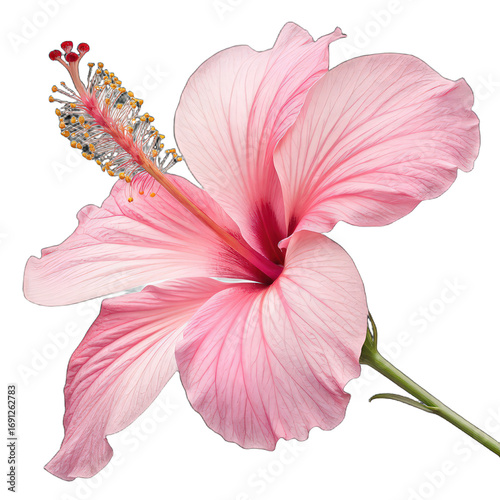 Hibiscus pink flower head close-up PNG transparent background image pink petals floral detail PNG isolated hibiscus bloom PNG nature element PNG botanical illustration PNG
