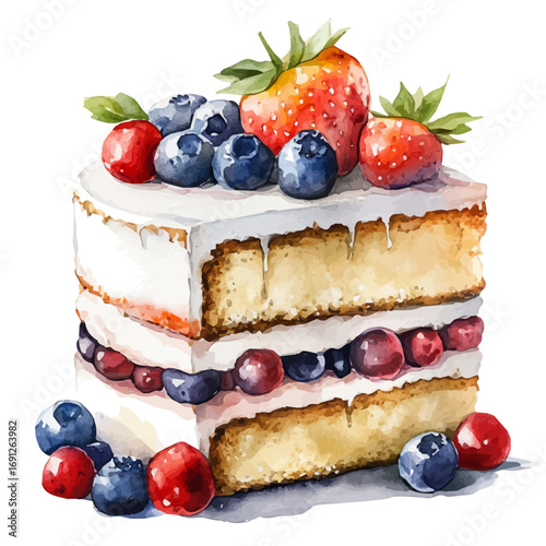 watercolor vector of Cassata, isolated on a white background.
