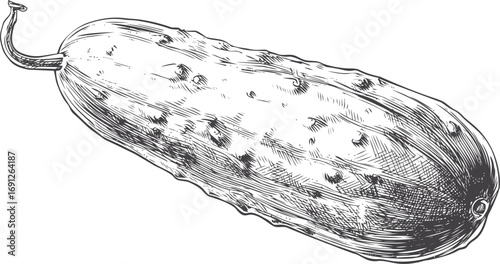 Cucumber vector sketch hand drawn line art in isolated, cucumber in vintage engraving style — stock vector