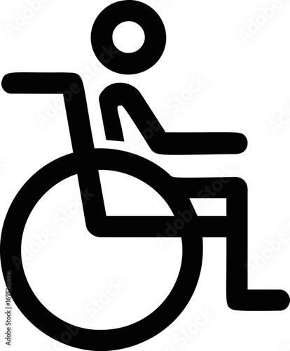 Accessibility vector hand drawn line art on icon, wheelchair accessibility icon in bold minimal — stock vector