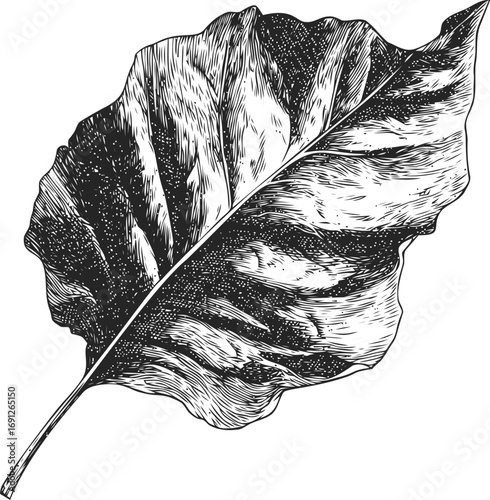 Botanical vector sketch hand drawn line art in nature, vintage botanical leaf engraving in detailed — stock vector