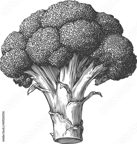 Broccoli vector sketch hand drawn line art in restaurant, broccoli detailed vintage engraving style — stock vector