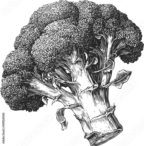 Broccoli vector sketch hand drawn line art in nature, broccoli detailed vintage engraving illustration — stock vector