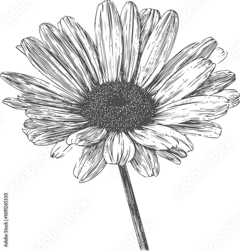 Flower vector sketch hand drawn line art in nature, daisy flower vintage botanical — stock vector