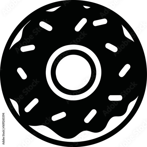 Donut vector hand drawn line art in menu, donut with sprinkles bold black — stock vector