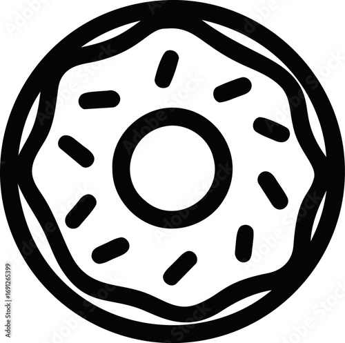 Donut vector hand drawn line art on icon — stock vector