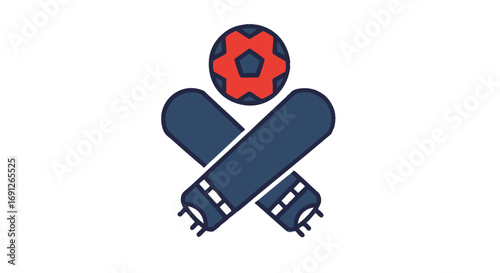 Stylized Soccer Ball and Scarf Icon Representing Football Fandom and Athleticism