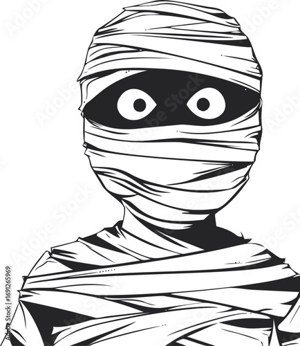 Mummy vector hand drawn on icon, mummy character in bold black — stock vector