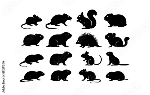 Silhouette collection of rodents and small mammals