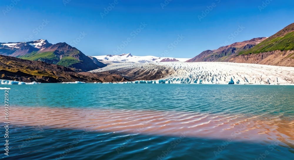 Fototapeta premium Glacier lake, mountains, vibrant colors