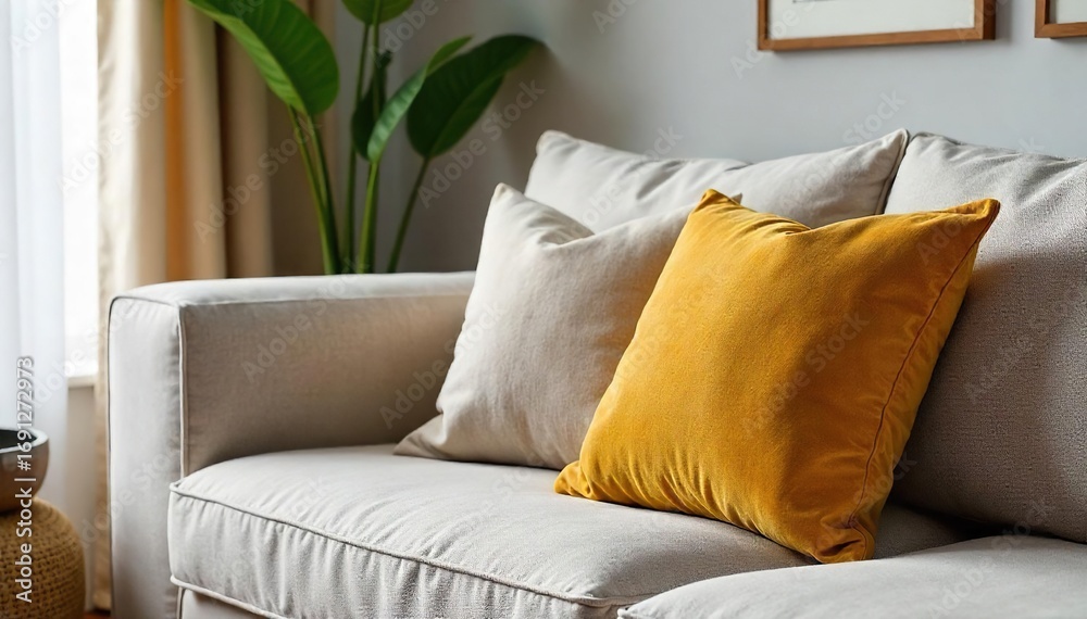 custom made wallpaper toronto digitalCozy living room scene featuring a plush, oversized cushion on a neutral-colored sofa, adding comfort and style to the space Perfect for relaxation and enhancing home d?cor , sofa, restful