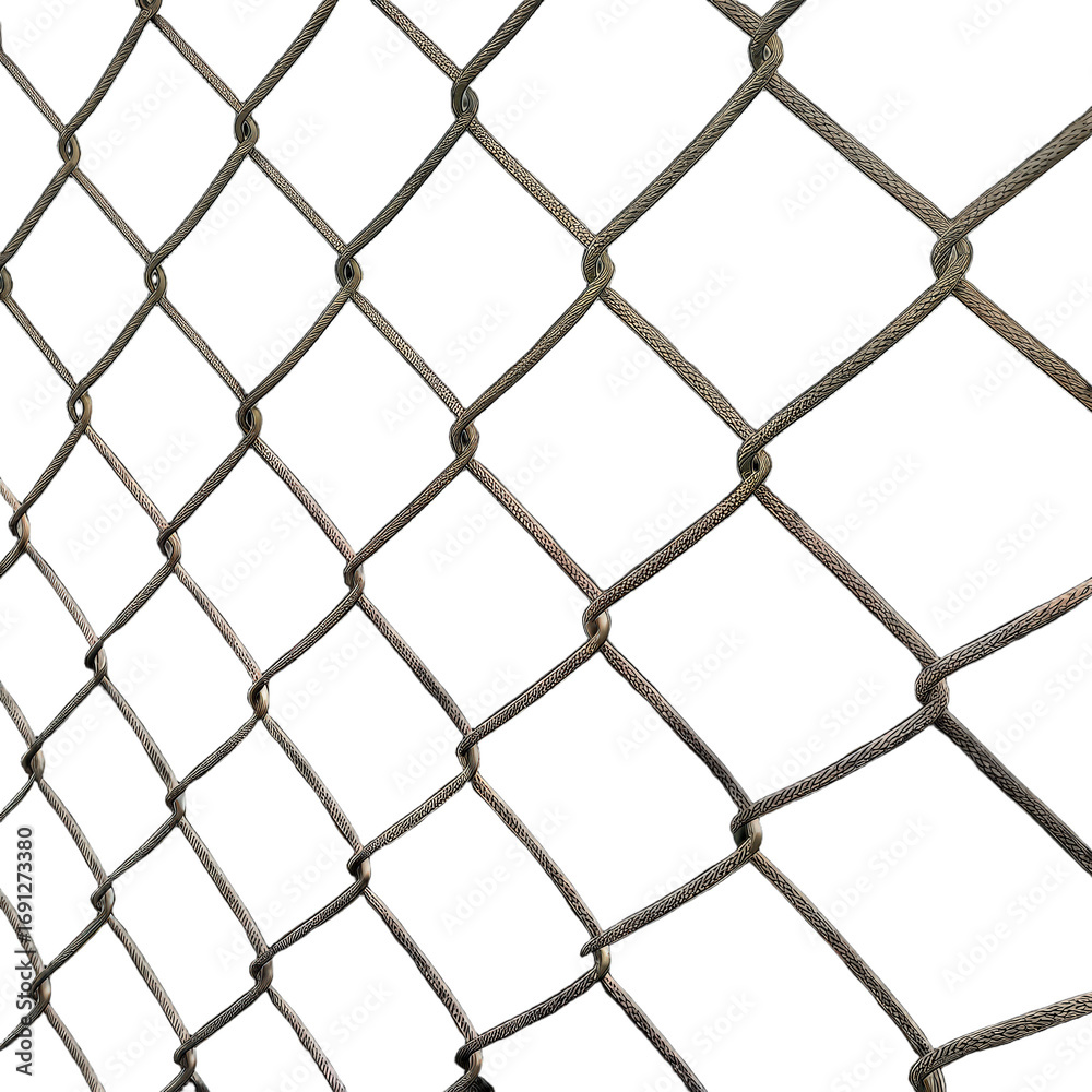 Fototapeta premium Square wire fence mesh texture close-up wire mesh fence pattern square wire fence design transparent background image wire mesh texture modern fencing material industrial mesh structure PNG