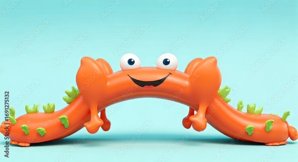 Naklejka premium Orange crab-shaped inflatable toy