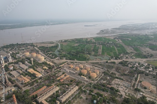 aerial view of city and grid station