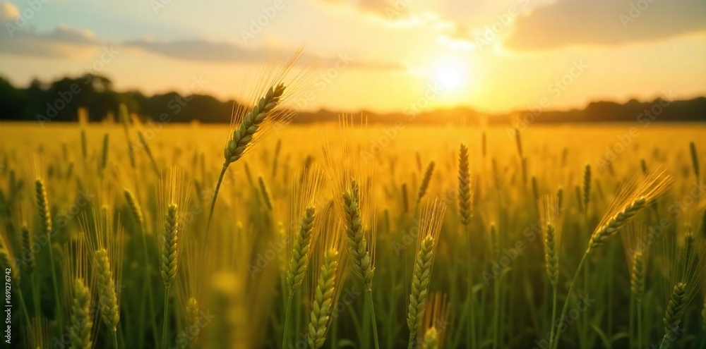 custom made wallpaper toronto digitalGolden hour sunlight bathes a lush field of ripening wheat, swaying gently in the warm summer breeze A perfect scene of idyllic rural summer agriculture , natural, summer day, growth