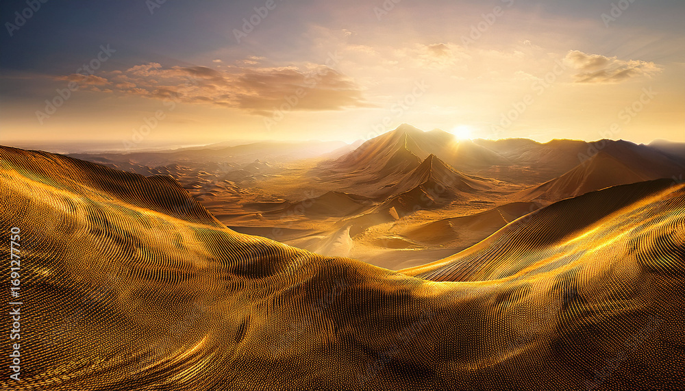 Naklejka premium Digital Landscape Gold Background