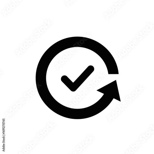 Cycle arrow with check mark icon representing completion