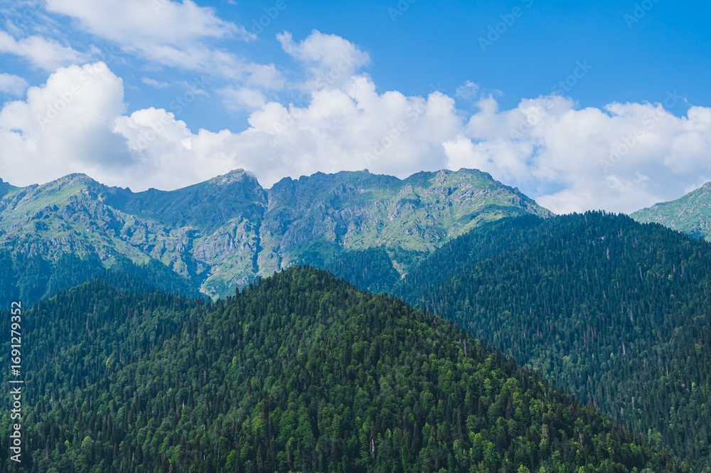Fototapeta premium Impressive mountain landscape on a sunny summer day
