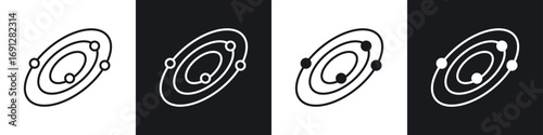 Space icons in flat and thin stroke style