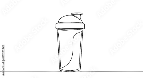 Line art outline icon of a shaker cup on a transparent background  