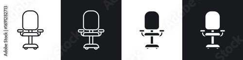 Office chair icons in flat and thin stroke style