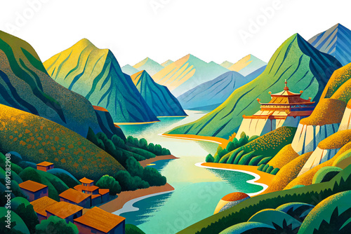 Yangtze River in China, Asia’s longest river, surrounded by mountains, gorges, cultural heritage and biodiversity