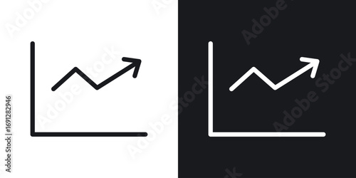 Line chart icons in flat and thin stroke style