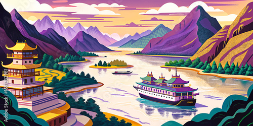 Yangtze River in China, Asia’s longest river, surrounded by mountains, gorges, cultural heritage and biodiversity