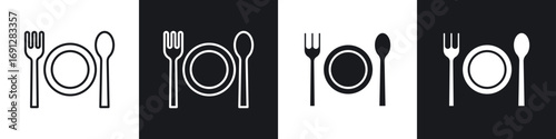 Food icons in flat and thin stroke style