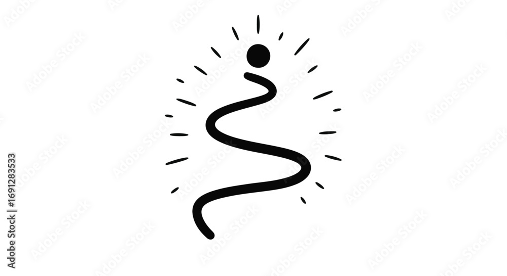 Obraz premium Abstract glowing spark of inspiration with a winding path leading to a bright idea