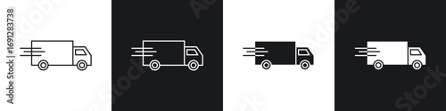 Delivery icons in flat and thin stroke style