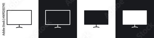 Desktop icons in flat and thin stroke style
