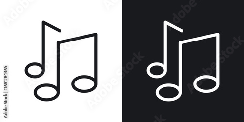 Music note icons in flat and thin stroke style