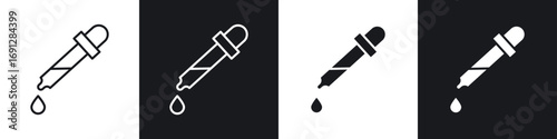 Dropper icons in flat and thin stroke style