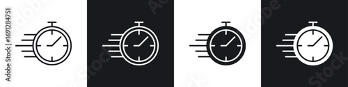 Time fast icons in flat and thin stroke style