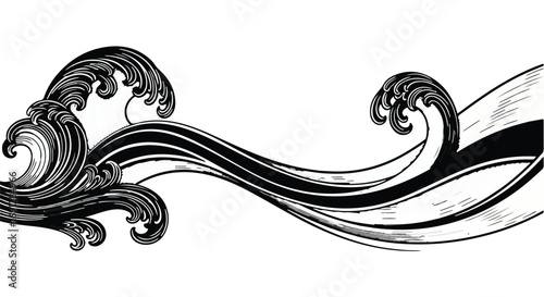 Elegant black and white wave design with a sense of motion and power