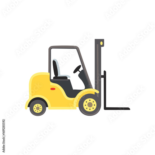 A side view of a yellow forklift in operation. It is a powerful machine