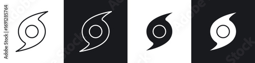 Hurricane icons in flat and thin stroke style