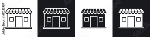 Store icons in flat and thin stroke style