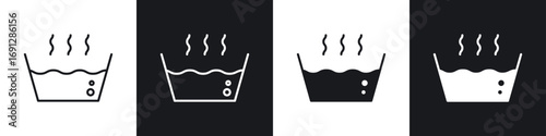 Hot Water icons in flat and thin stroke style