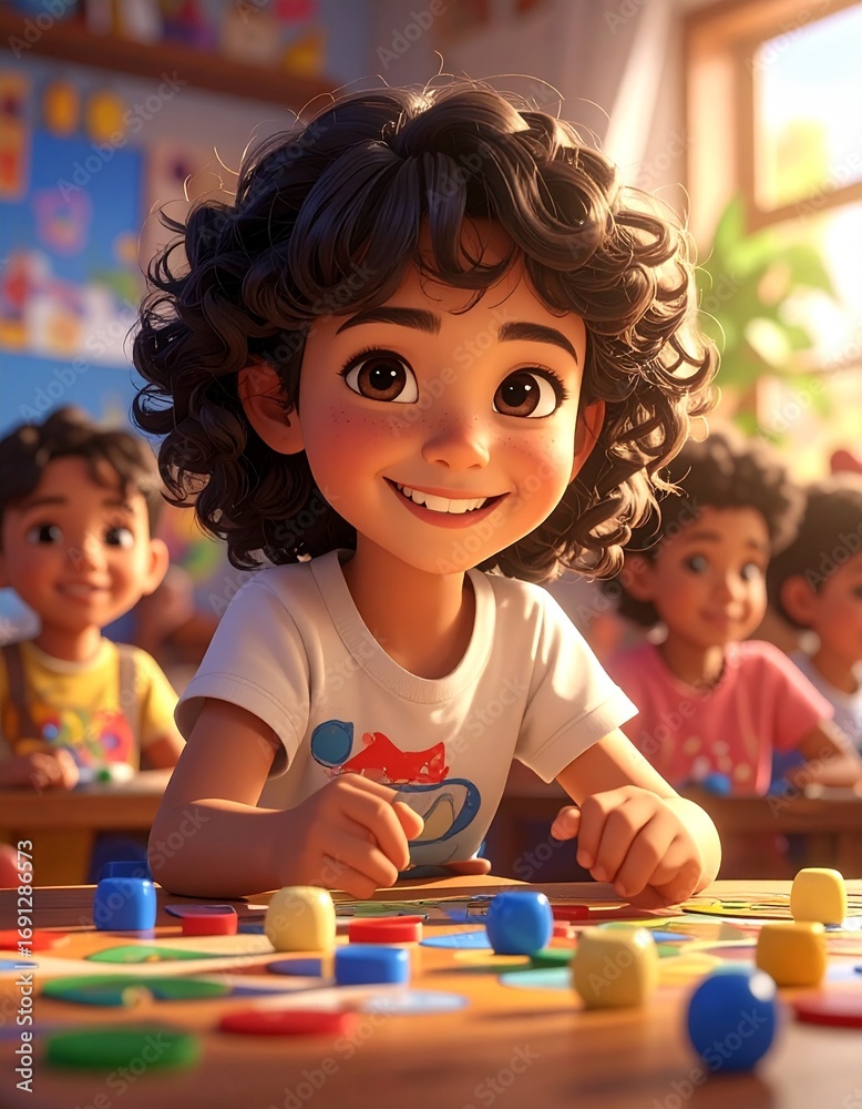 Naklejka premium kids learning through educational games illustration