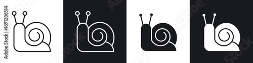 Snail icons in flat and thin stroke style