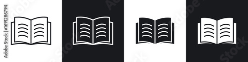 Book icons in flat and thin stroke style