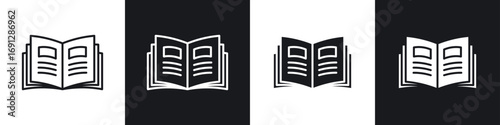 Open Book icons in flat and thin stroke style